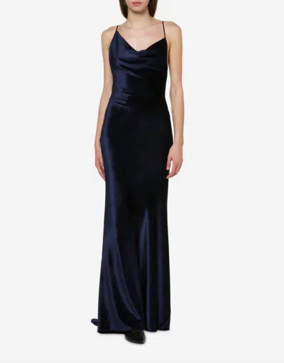 Shop Philosophy Di Lorenzo Serafini Stretch Velvet Dress In Midnight In Blue