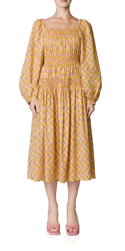 Shop Ciao Lucia Cecilia Dress In Bloom In Yellow