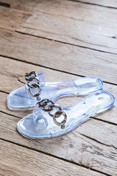 Shop Chinese Laundry Midsummer Slide Sandal In Clear In Grey