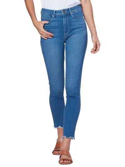Shop Paige Margot Ankle Jean In Santorini Distressed In Blue