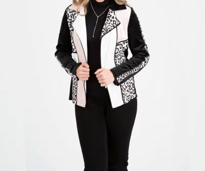Shop Berek Mixed Snow Leopard Jacket In Black Pink White