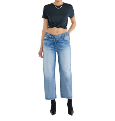 Shop Etica Neli Crossover Crop Jeans In Castaway In Blue