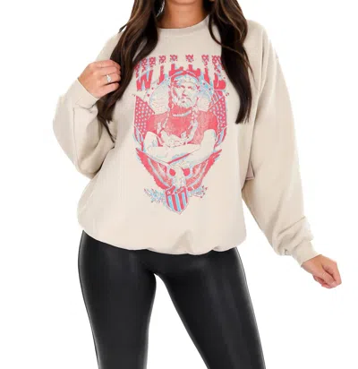 Shop Livy Lu Willie Nelson Thrifted Sweatshirt In Pink Sand In Beige