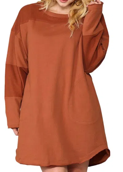 Shop Gigio Sweatshirt Dress In Rust In Brown