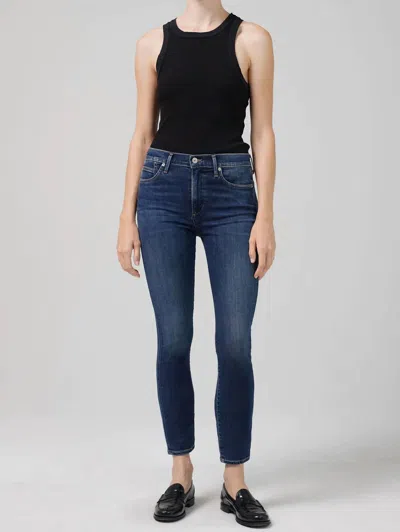 Shop Citizens Of Humanity Rocket Ankle Mid Rise Skinny Jeans In Morella In Blue