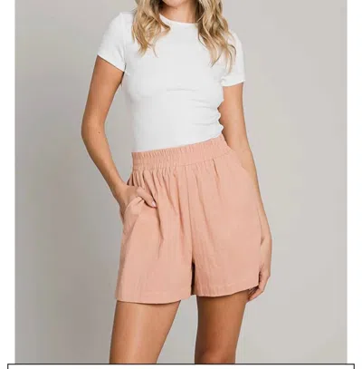 Shop Cotton Bleu Curvy Size Casual Shorts With Pockets In Cantaloupe In Pink