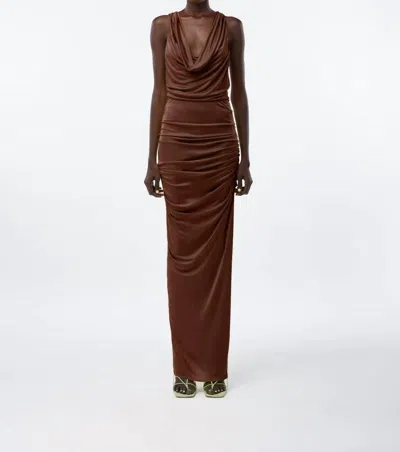 Shop Gauge81 Ina Long Dress In Chocolate In Brown