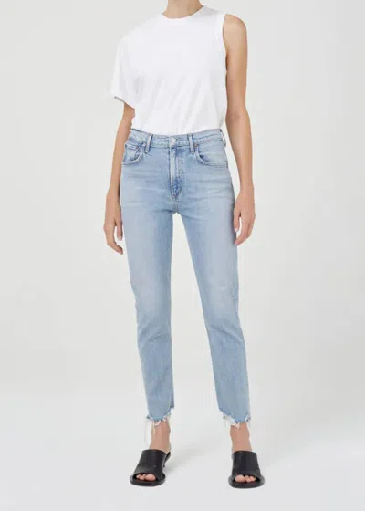Shop Agolde Merrel Mid Rise Straight Jeans In Astray In Blue