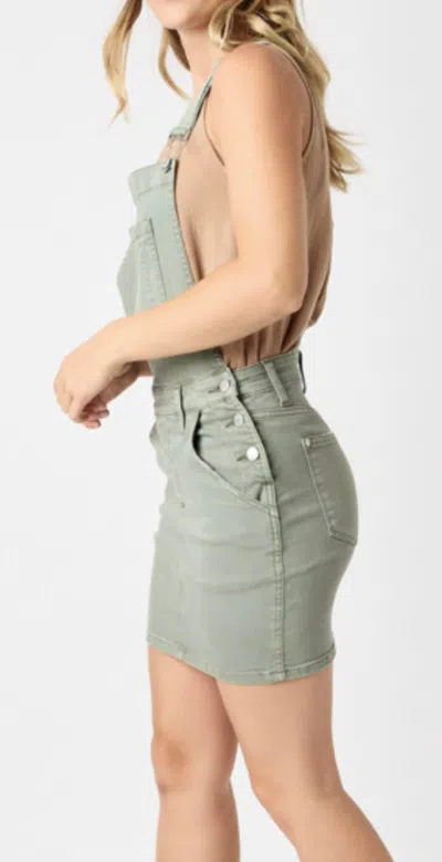 Shop Judy Blue Overalls Skirt In Sage In Grey