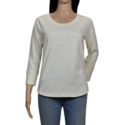 Shop James Perse Women California Long Sleeve Crew Neck Cotton T-shirt In Ivory In Grey