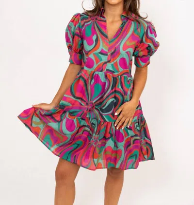 Shop Karlie Multi Jewel Swirl Vneck Collar Dress In Magenta