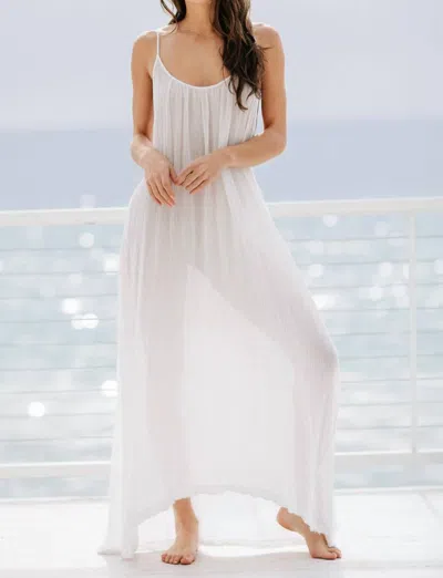 Shop 9seed Tulum Low Back Gauze Maxi Dress In White In Beige