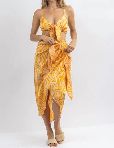 Shop Dress Forum Sunset Cocktails Multiswirl Skirt Set In Yellow In Orange