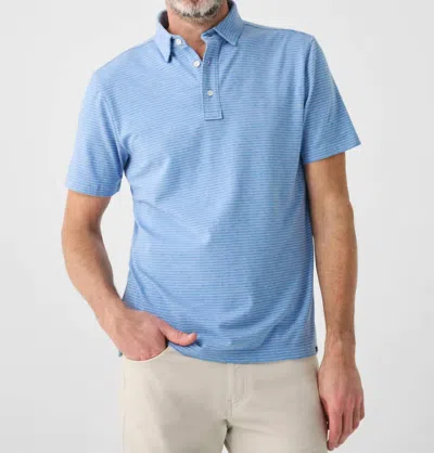 Shop Faherty Movement Short-sleeve Polo In Ocean Orchid Stripe In Blue