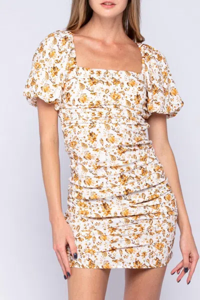 Shop Skylar + Madison White Floral Mini Dress In Beige