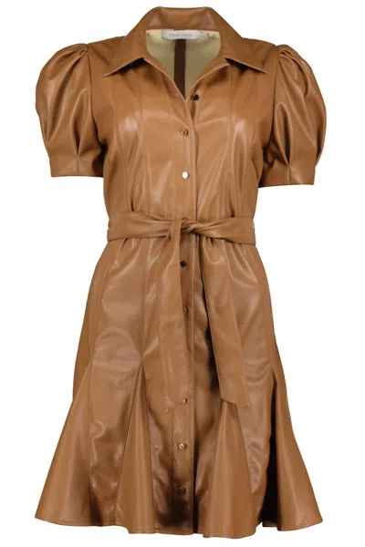 Shop Bishop + Young Clea Vegan Leather Dress In Latte In Brown