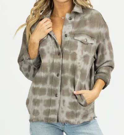 Shop Olivaceous Dyed Oversize Shirt Jacket In Greige In Beige