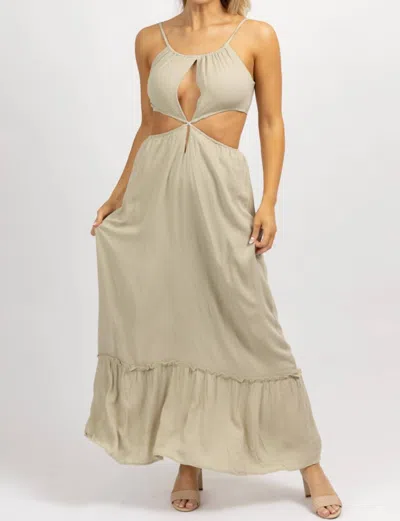 Shop Endless Blu. Tie Back Maxi Dress In Greige In Beige