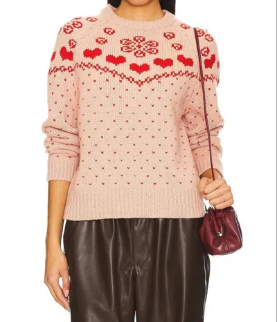 Shop The Great Sweetheart Pullover In Blush/cherry In Beige
