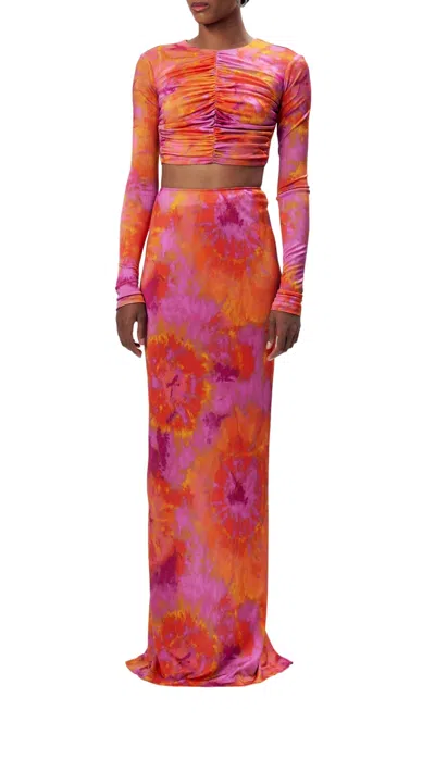 Shop Ronny Kobo Larissa Skirt In Tie Dye Pink