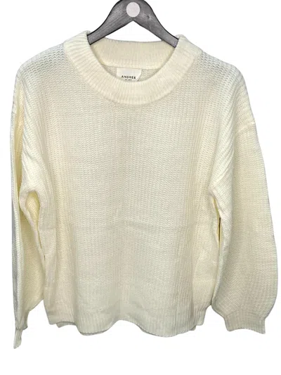 Shop Andree By Unit Balloon Sleeves Sweater In Ivory In Beige