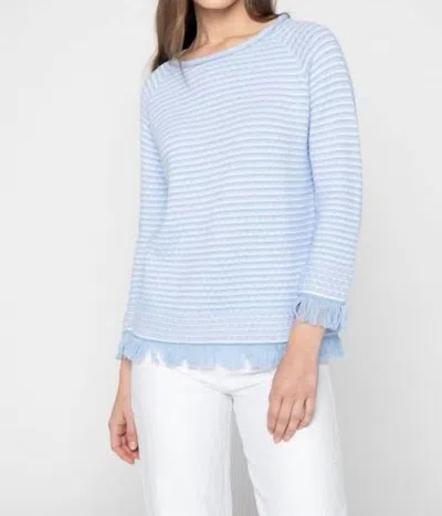 Shop Kinross Textured Fringe Pullover Sweater In Peri/white In Blue