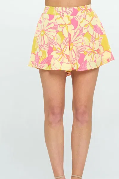 Shop Adrienne Totally Turks Swing Shorts In Yellow In Pink
