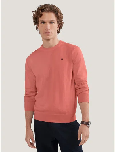 Shop Tommy Hilfiger Men's Flag Logo Crewneck Sweater In Pink