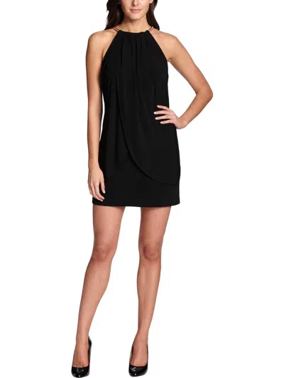 Shop Kensie Womens Matte Jersey Chain Collar Cocktail Dress In Black