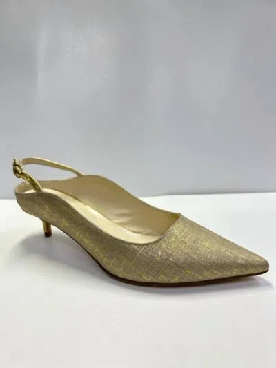 Shop Butter Brook Slingback Kitten Heel In Gold Wash Linen