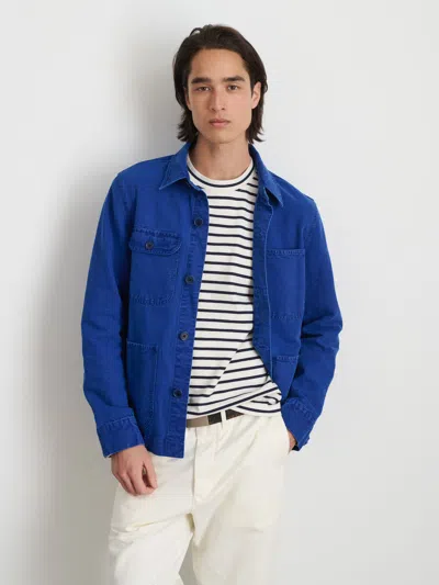 Shop Alex Mill Work Jacket In Linen Canvas In Electric Blue