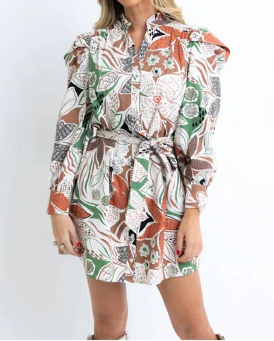 Shop Karlie Floral Poplin Shirt Dress In Brown In Multi