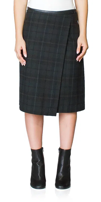 Shop 6397 Plaid Wrap Skirt In Brown Plaid In Black