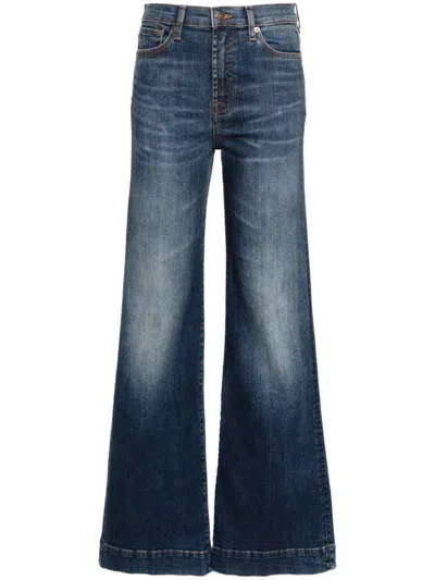 Shop 7 For All Mankind Dojo Flared Denim Jeans In Blue