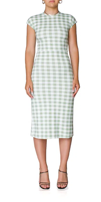 Shop Ciao Lucia Ferrera Dress In Sage Gingham In Green