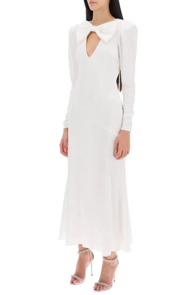 Shop Alessandra Rich Long Dress In Silk Satin In White