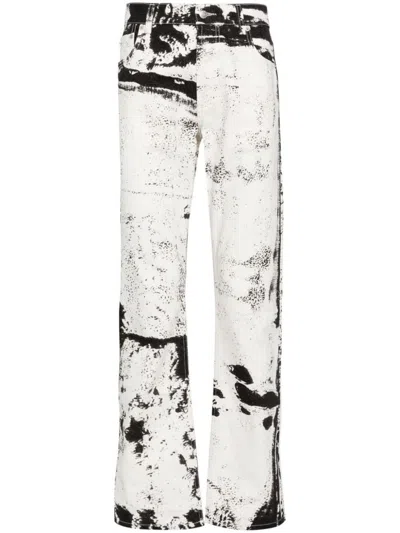 Shop Alexander Mcqueen Printed Denim Jeans In White