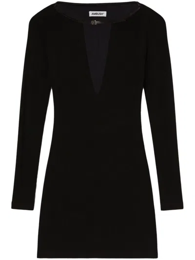 Shop Ambush Deep V-neck Mini Dress Clothing In Black