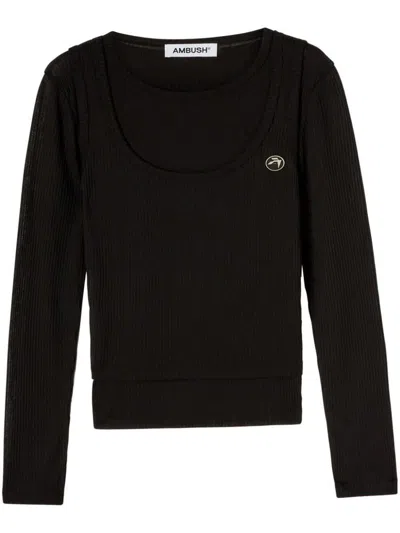 Ambush Ribbed Double Layer Top In Black