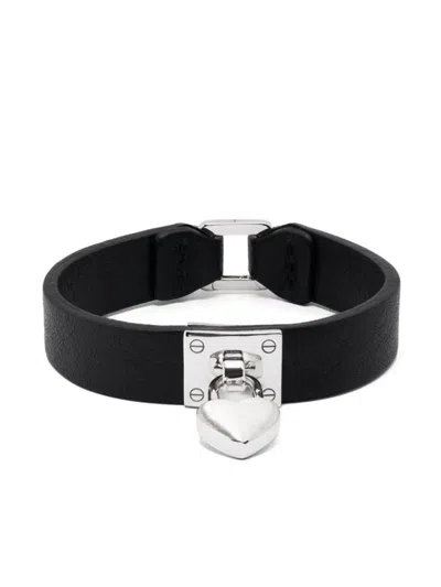 Shop Ambush Heart Leather Bracelet Accessories In Grey