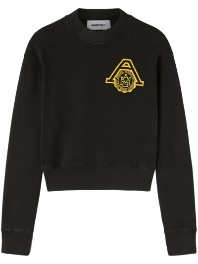 Ambush Ribbed Crew-neck Cotton Sweatshirt In Black