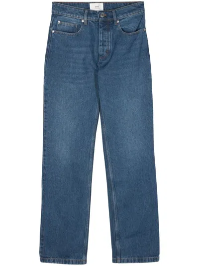 Shop Ami Alexandre Mattiussi Ami Paris Straight Fit Denim Jeans In Blue