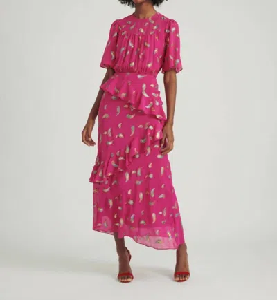 Shop Saloni Vida B Dress In Fuchsia Rainbow In Pink