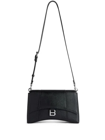 Shop Balenciaga Downtown Leather Crossbody Bag In Black