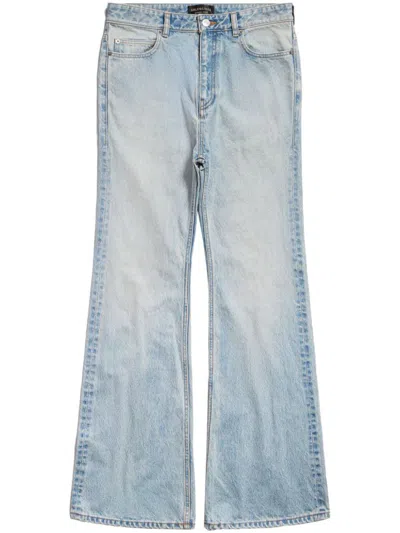Shop Balenciaga Flared Denim Jeans In Clear Blue