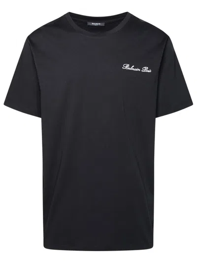 Shop Balmain ' Iconica' Black Cotton T-shirt