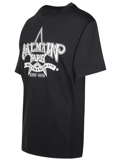Shop Balmain ' Star' Black Cotton T-shirt