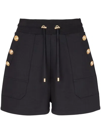 Shop Balmain 6 Button Knit Shorts Clothing In Black