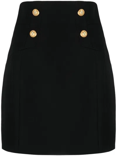 Shop Balmain Btn Gdp Knee Skirt Clothing In Black