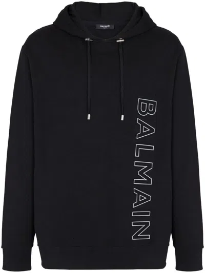 Shop Balmain Embossed Reflect Hoodie Clothing In Black